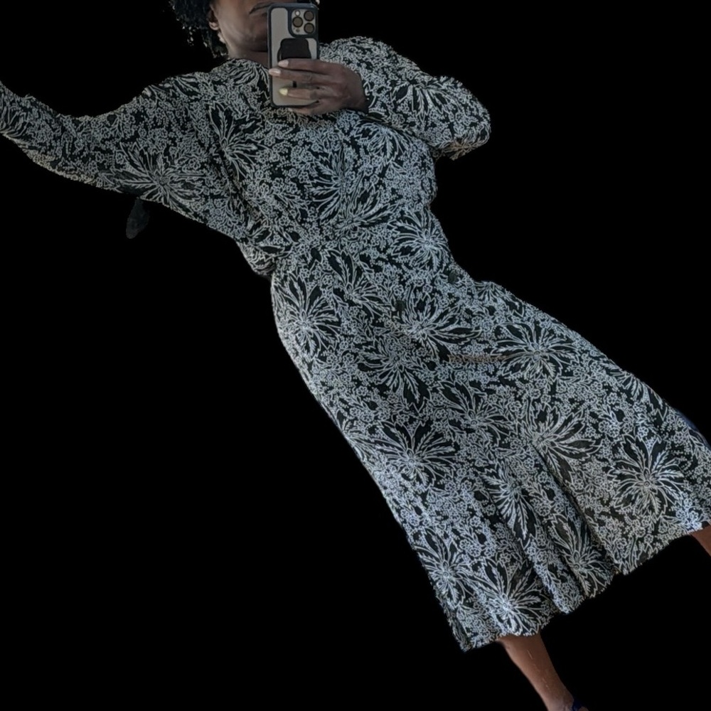 Vintage Semi Sheer Floral Dress - Picture 8 of 16